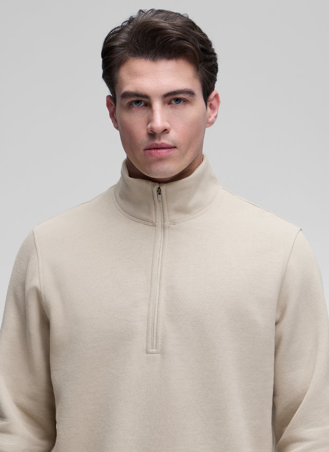 CRZ YOGA Men's Casual Relaxed Fit Fleece Lined Sweatshirts Mock Neck Mojave Tan