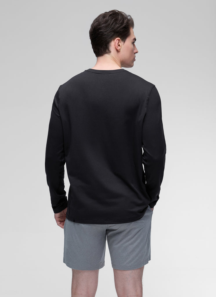 CRZ YOGA Men's Casual Classic Fit Crewneck Sweatshirts Long Sleeves Black