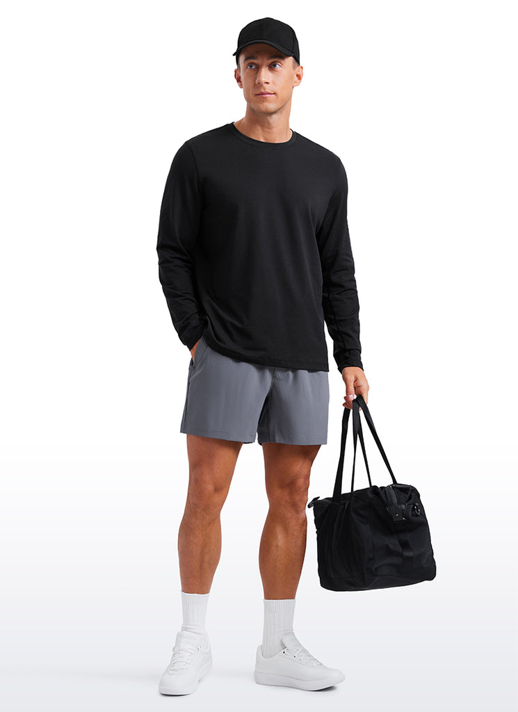CRZ YOGA Men's Casual Classic Fit Crewneck Sweatshirts Long Sleeves Black