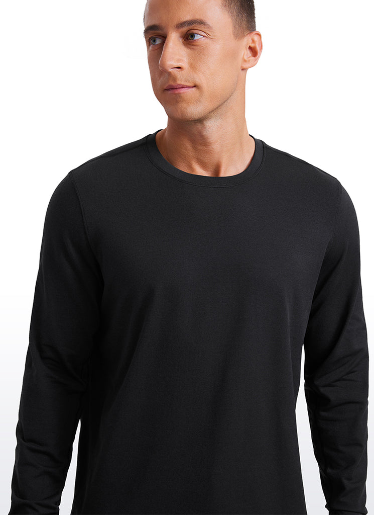 CRZ YOGA Men's Casual Classic Fit Crewneck Sweatshirts Long Sleeves Black