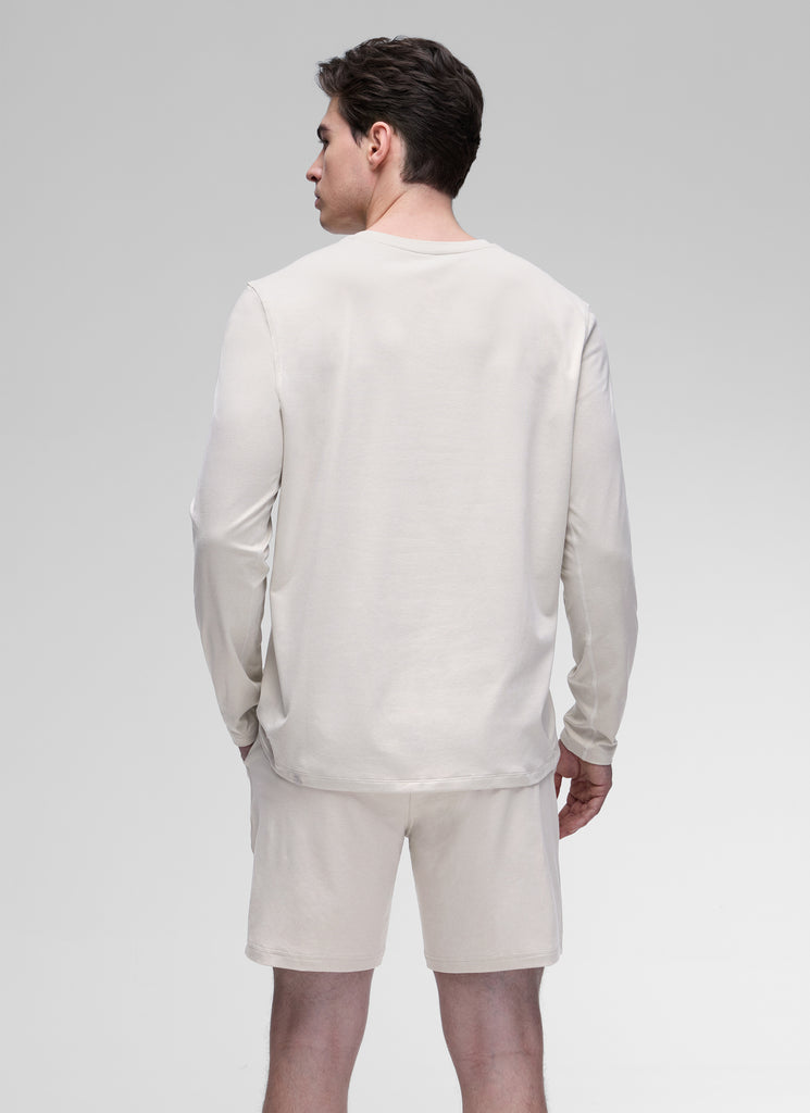 CRZ YOGA Men's Casual Classic Fit Crewneck Sweatshirts Long Sleeves Milky White