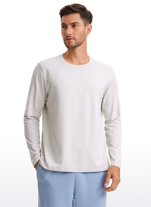 CRZ YOGA Men's Casual Classic Fit Crewneck Sweatshirts Long Sleeves Navy