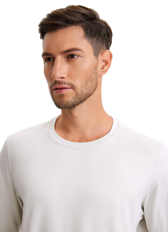 CRZ YOGA Men's Casual Classic Fit Crewneck Sweatshirts Long Sleeves Milky White