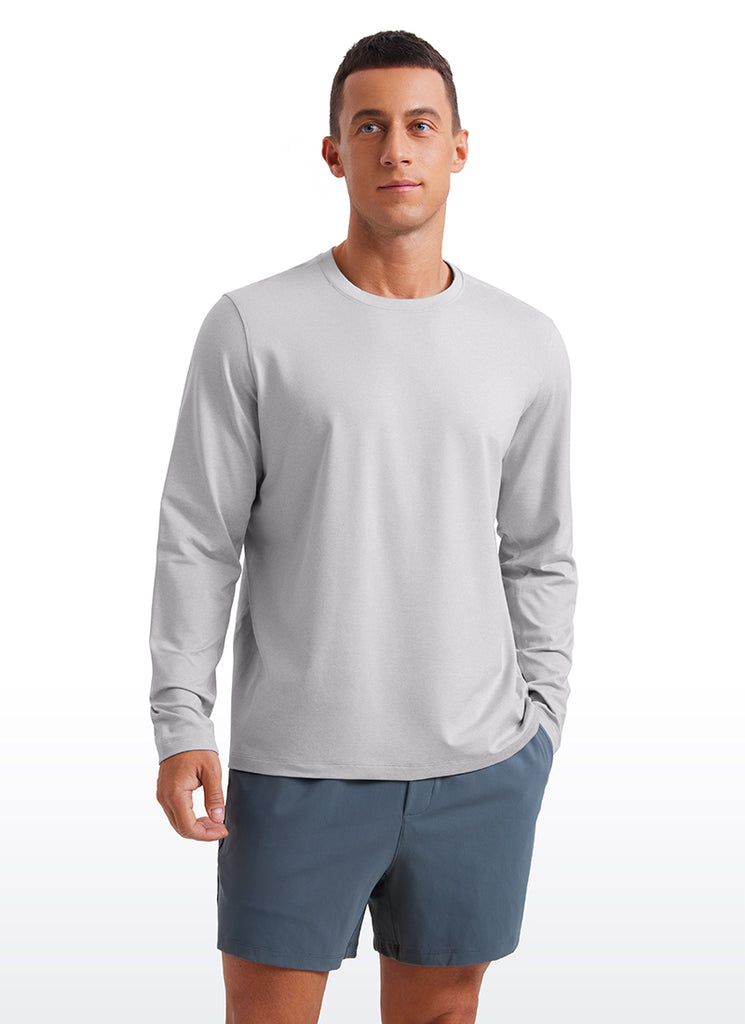 CRZ YOGA Men's Casual Classic Fit Crewneck Sweatshirts Long Sleeves Milky White