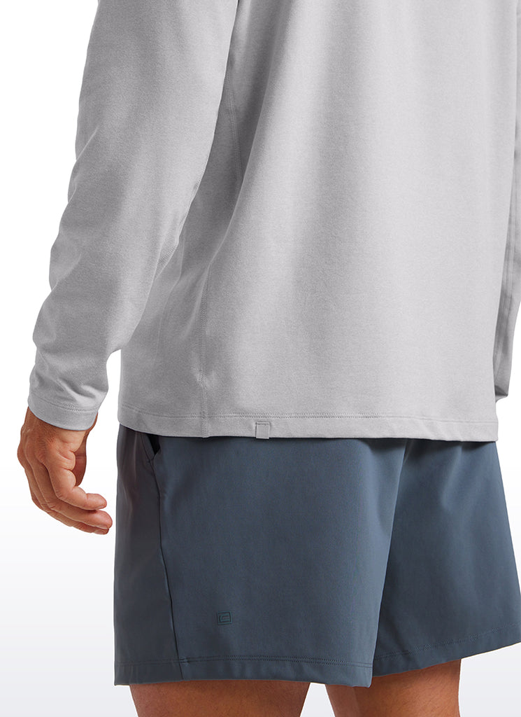 CRZ YOGA Men's Casual Classic Fit Crewneck Sweatshirts Long Sleeves Platinum Grey