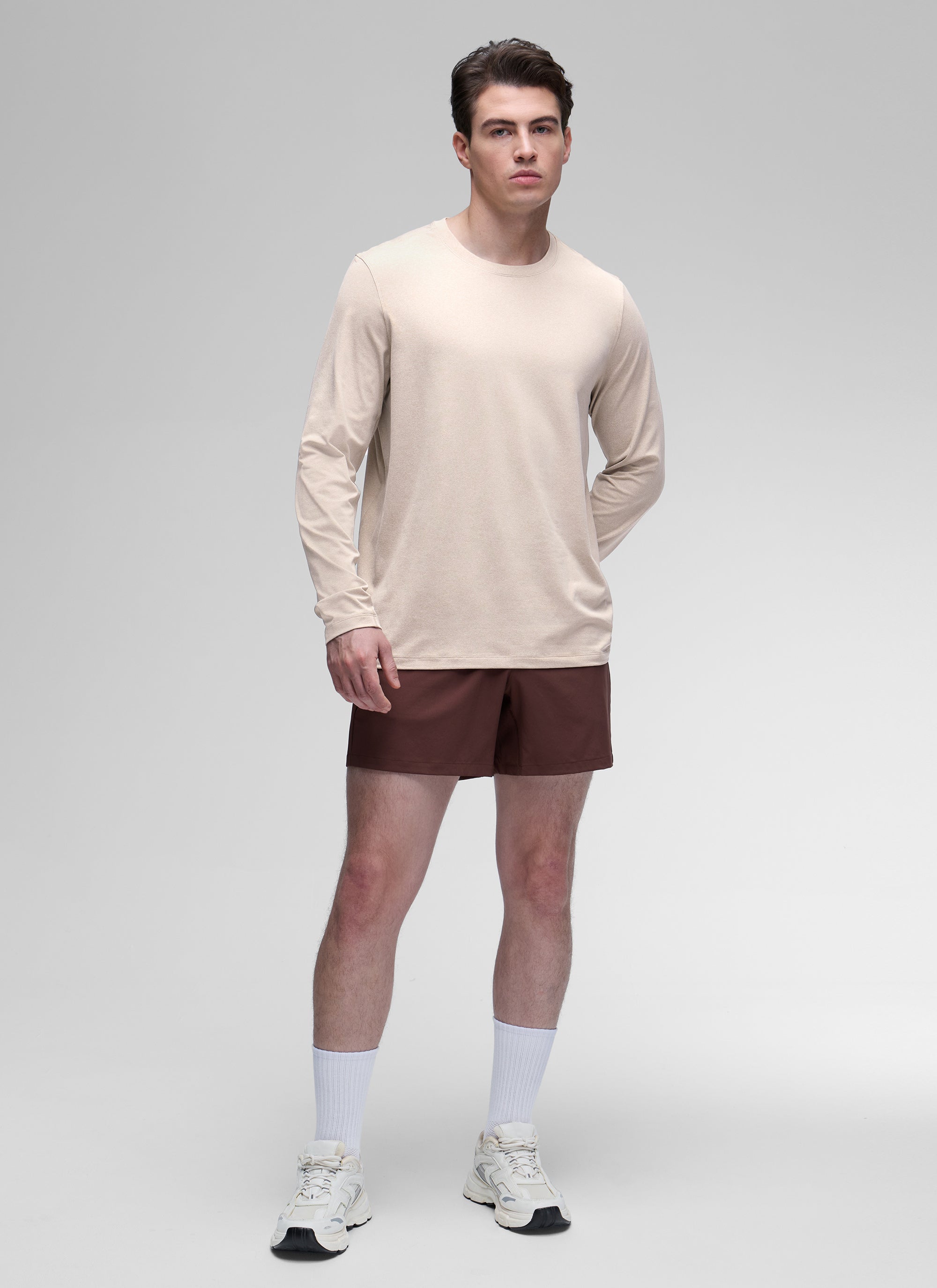 CRZ YOGA Men's Casual Classic Fit Crewneck Sweatshirts Long Sleeves Ink Gray