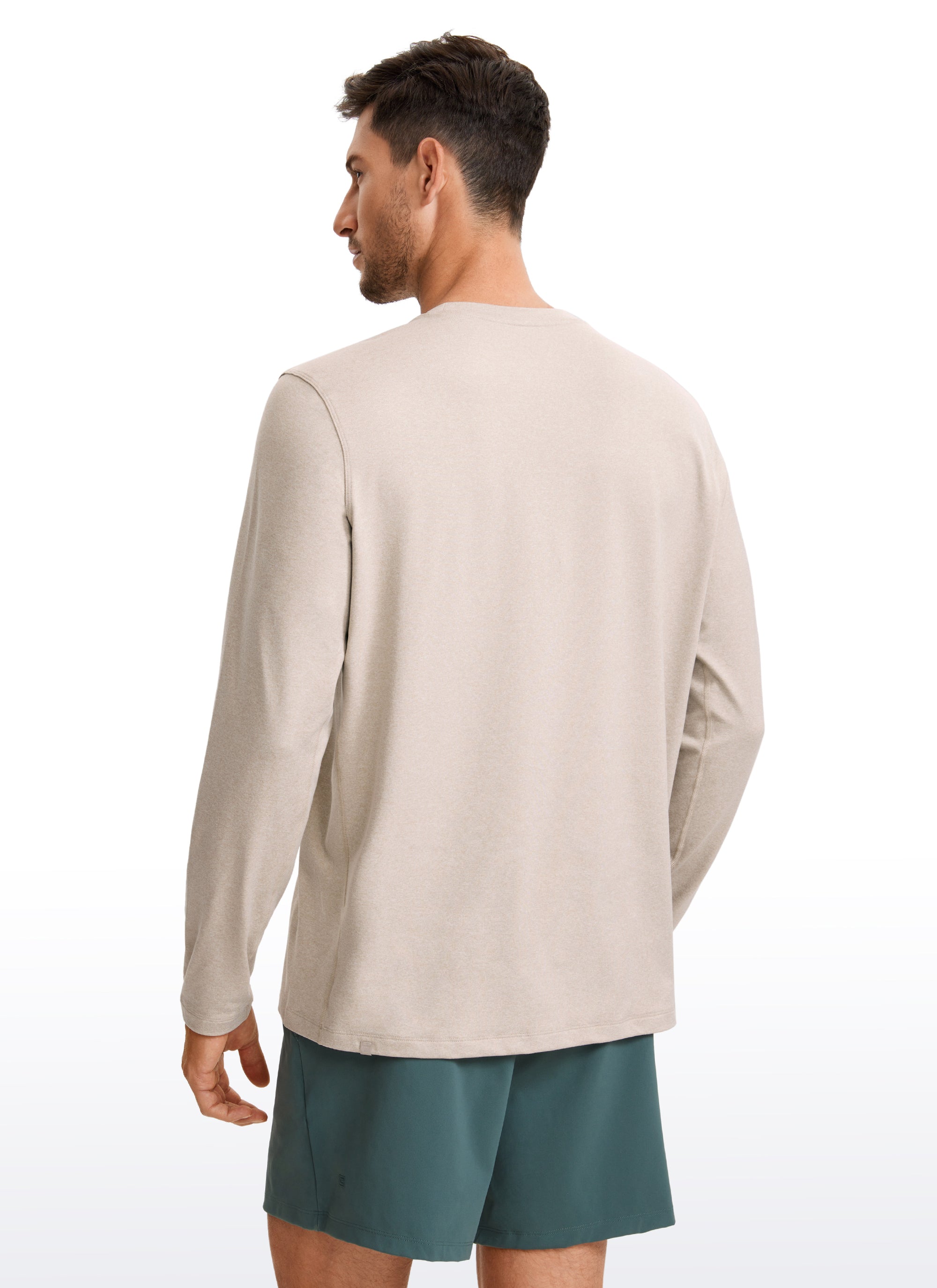 CRZ YOGA Men's Casual Classic Fit Crewneck Sweatshirts Long Sleeves Grey Sage