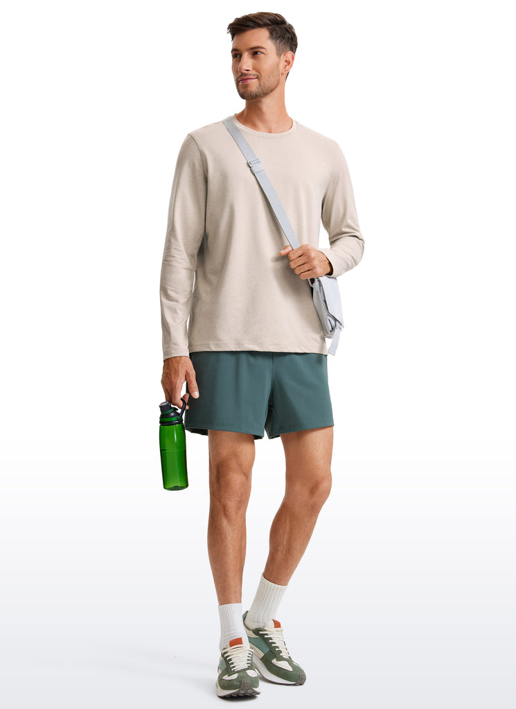 CRZ YOGA Men's Casual Classic Fit Crewneck Sweatshirts Long Sleeves Grey Sage