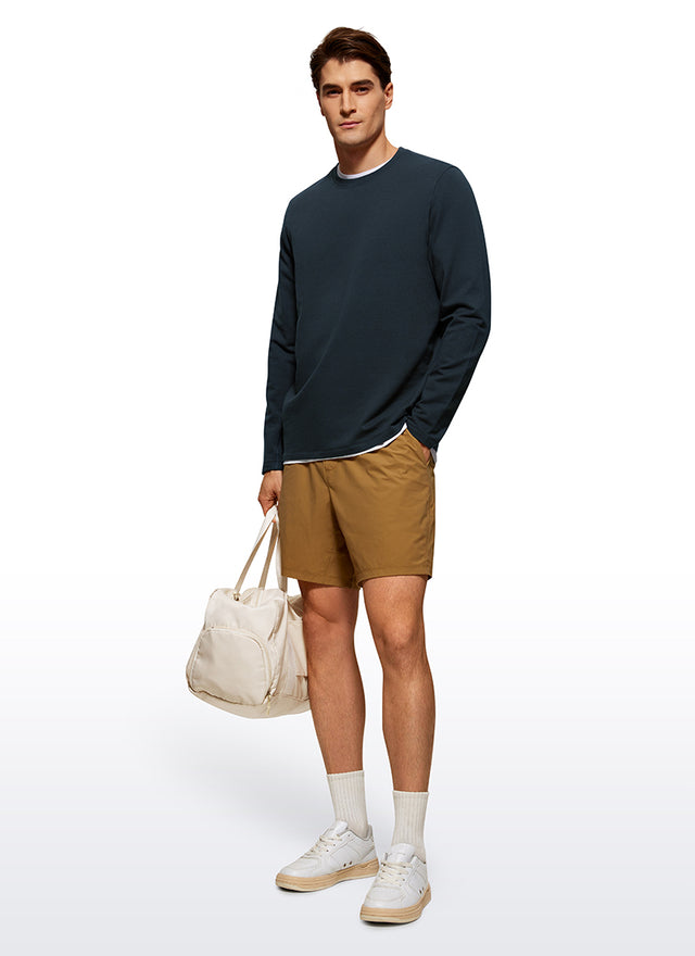 CRZ YOGA Men's Casual Classic Fit Pullover Sweatshirts Long Sleeves True Navy