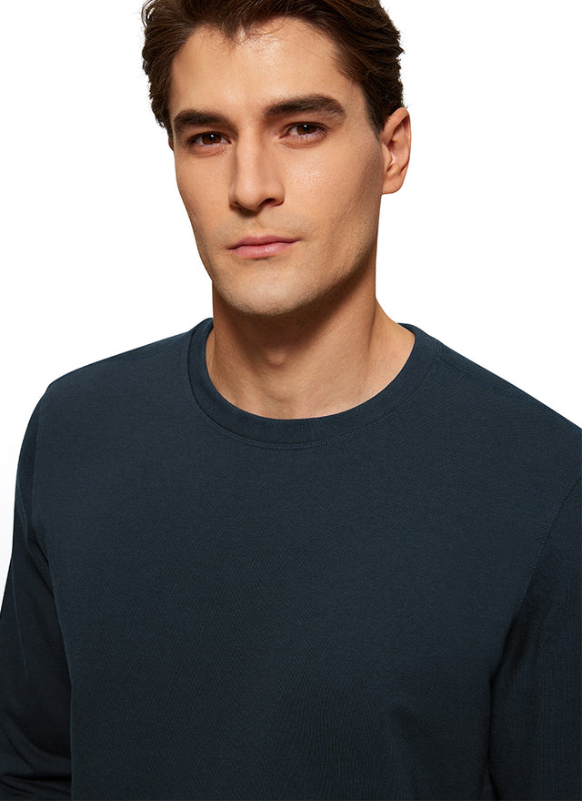 CRZ YOGA Men's Casual Classic Fit Pullover Sweatshirts Long Sleeves True Navy