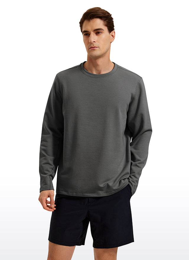 CRZ YOGA Men's Casual Classic Fit Pullover Sweatshirts Long Sleeves True Navy
