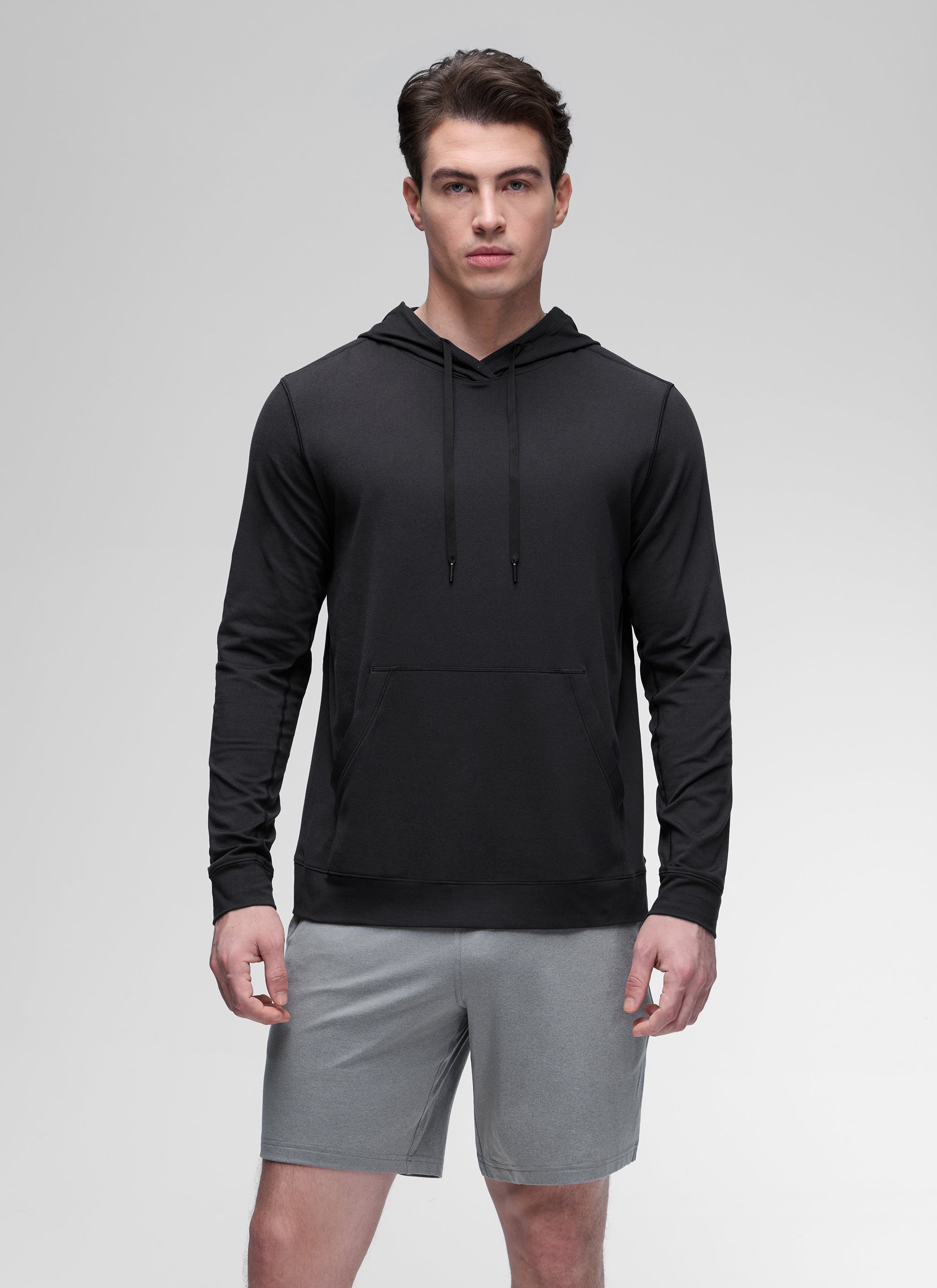 CRZ YOGA Women Casual Lightweight Pullover Hoodie Long Sleeve Black