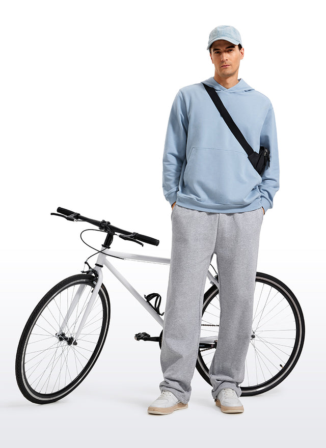 CRZ YOGA Mens Fleece Hoodies Pullover Workout Sweatshirts with Pocket Cambric Blue