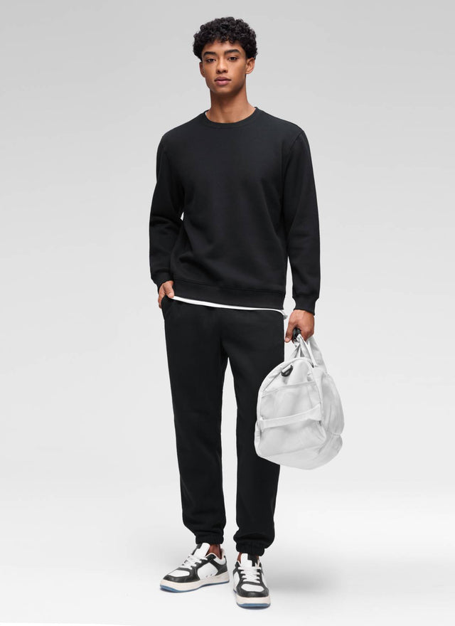 CRZ YOGA Man's Casual Relaxed Fit Fleece Lined Pullover Sweatshirt Black