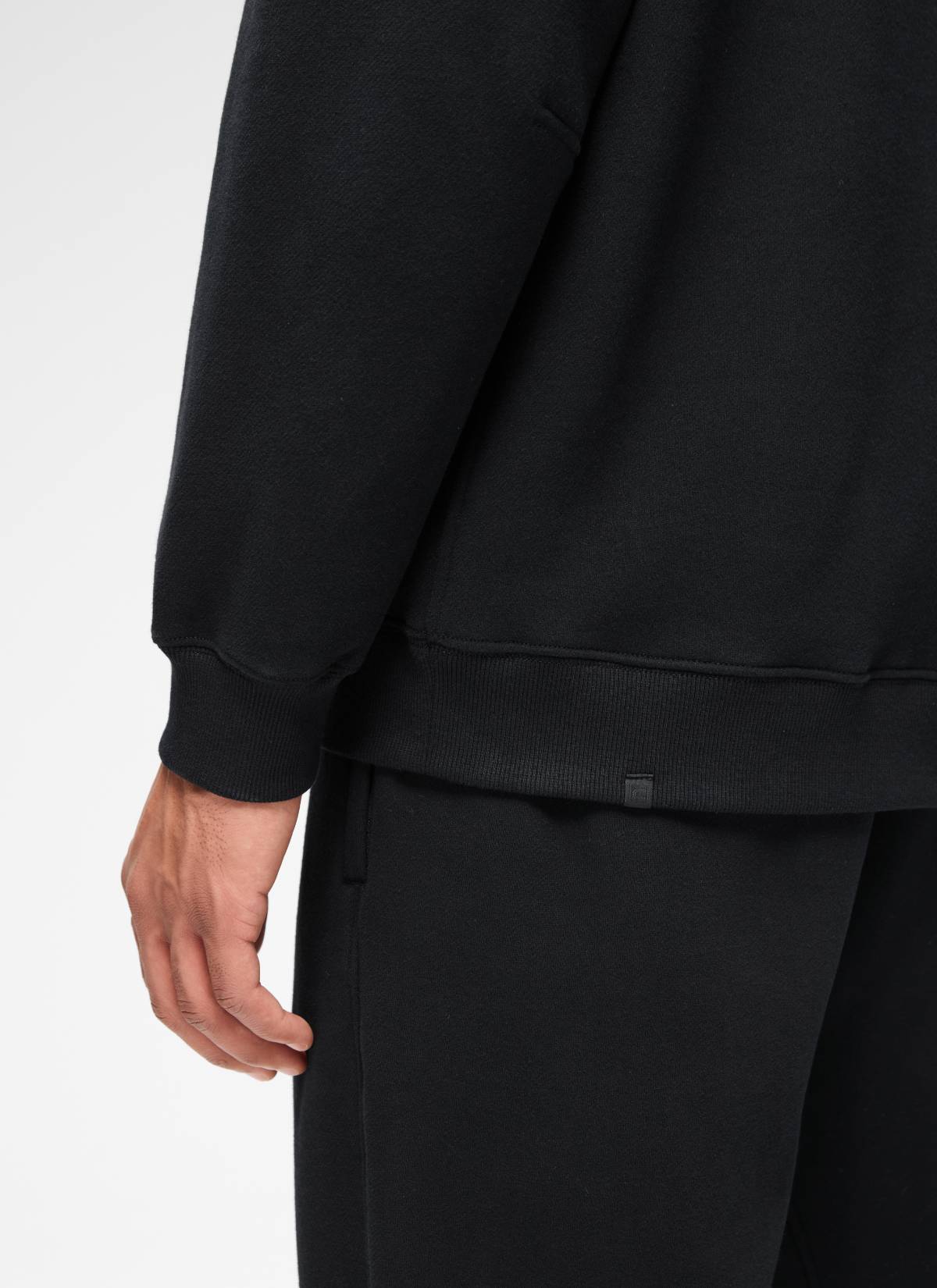 CRZ YOGA Man's Casual Relaxed Fit Fleece Lined Pullover Sweatshirt Black