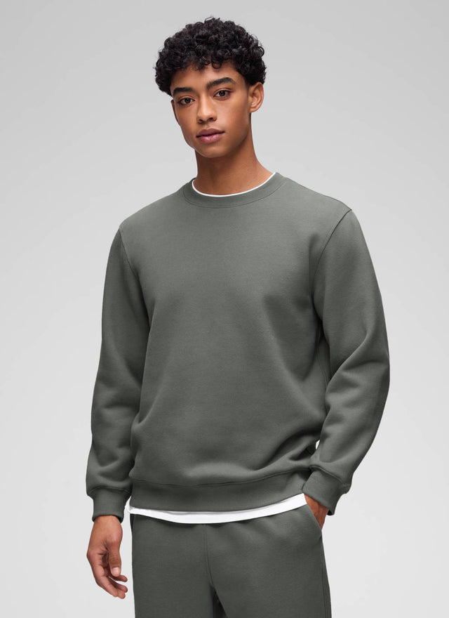 CRZ YOGA Man's Casual Relaxed Fit Fleece Lined Pullover Sweatshirt Grey Sage