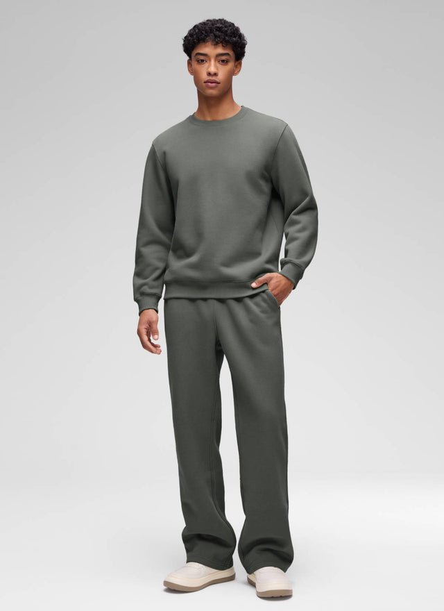 CRZ YOGA Man's Casual Relaxed Fit Fleece Lined Pullover Sweatshirt Grey Sage