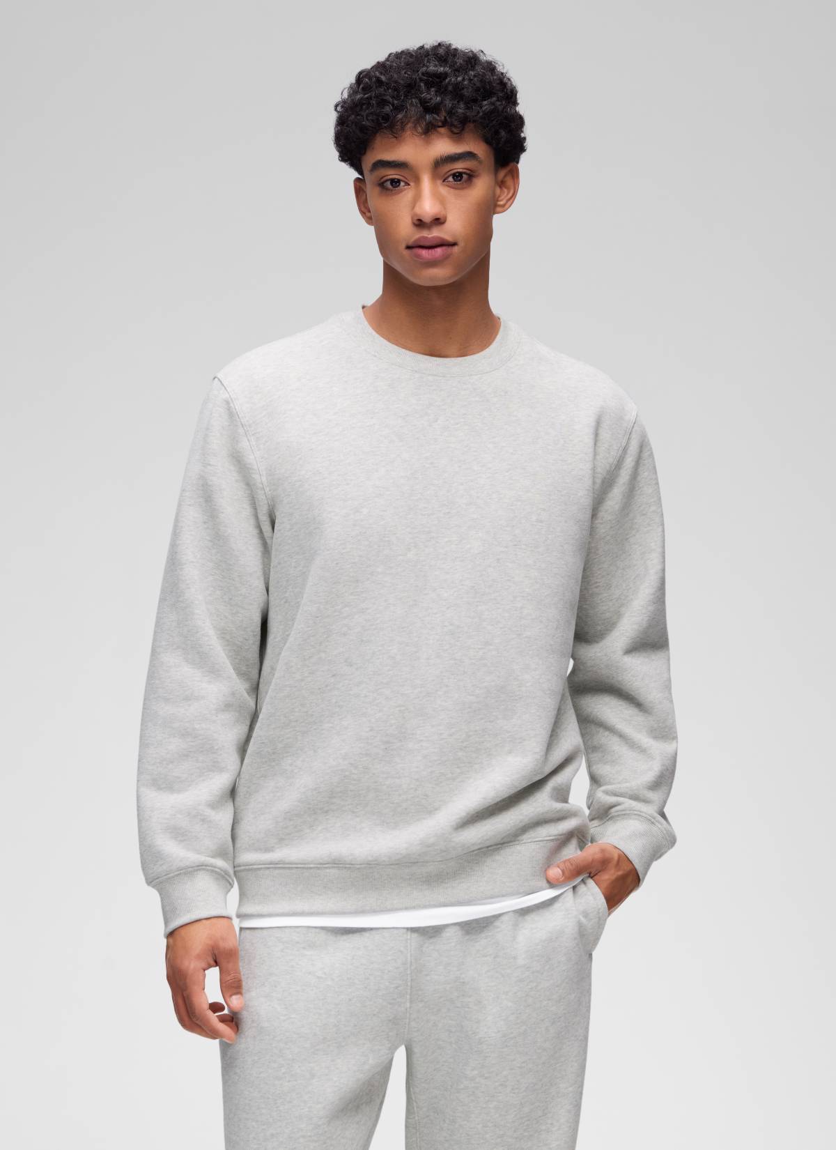 CRZ YOGA Man's Casual Relaxed Fit Fleece Lined Pullover Sweatshirt Dove Grey Heather