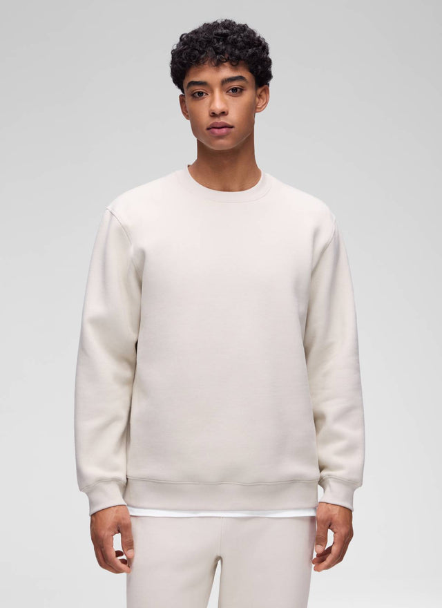 CRZ YOGA Man's Casual Relaxed Fit Fleece Lined Pullover Sweatshirt Milky White