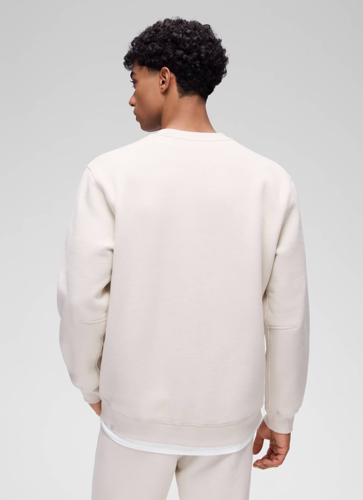 CRZ YOGA Man's Casual Relaxed Fit Fleece Lined Pullover Sweatshirt Milky White