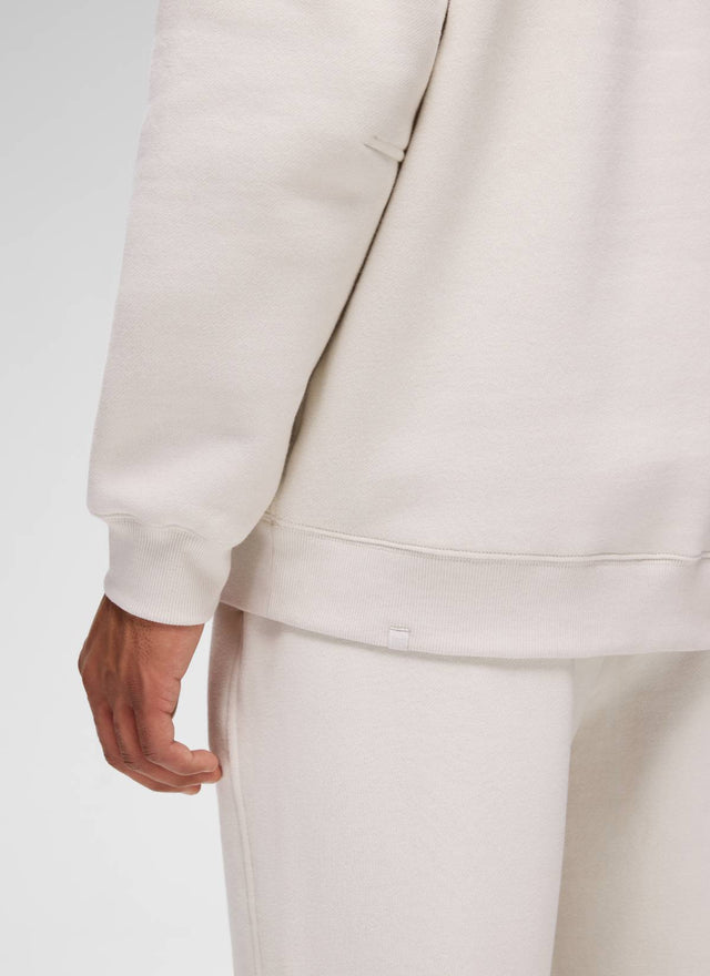 CRZ YOGA Man's Casual Relaxed Fit Fleece Lined Pullover Sweatshirt Milky White