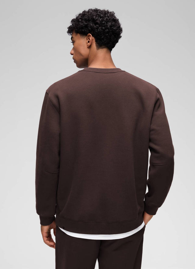 CRZ YOGA Man's Casual Relaxed Fit Fleece Lined Pullover Sweatshirt Hot Fudge Brown