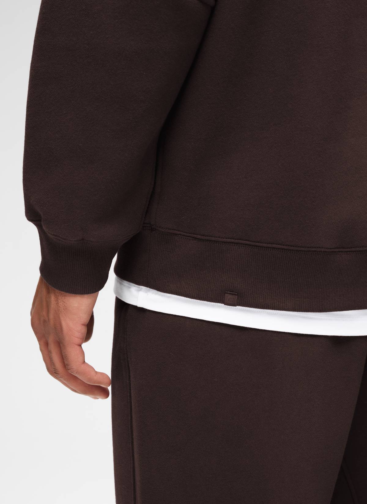 CRZ YOGA Man's Casual Relaxed Fit Fleece Lined Pullover Sweatshirt Hot Fudge Brown