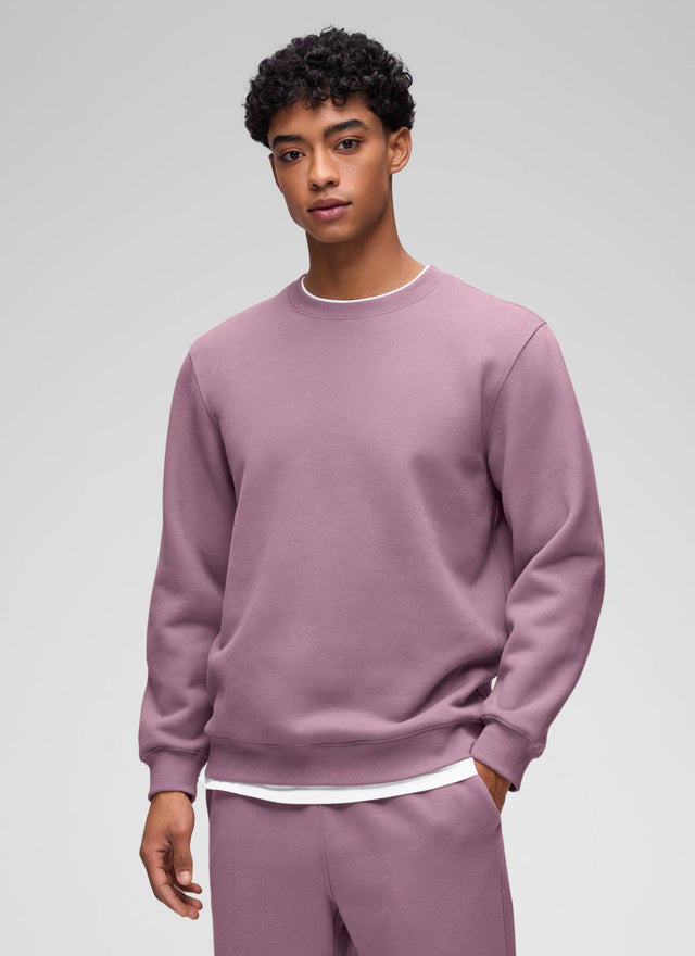 CRZ YOGA Man's Casual Relaxed Fit Fleece Lined Pullover Sweatshirt Light Lavender