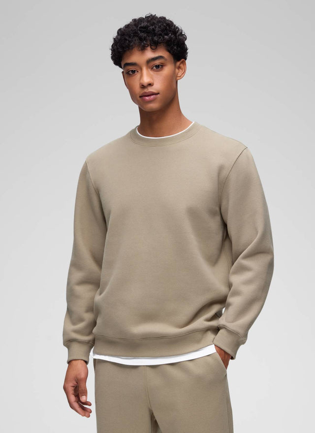 CRZ YOGA Man's Casual Relaxed Fit Fleece Lined Pullover Sweatshirt Oak