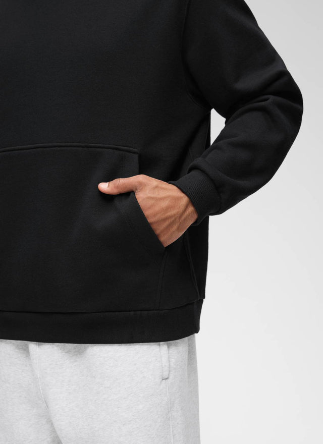 CRZ YOGA Man's Fleece Lined Casual Hooded Neck Pocket Pullover Hoodie Black