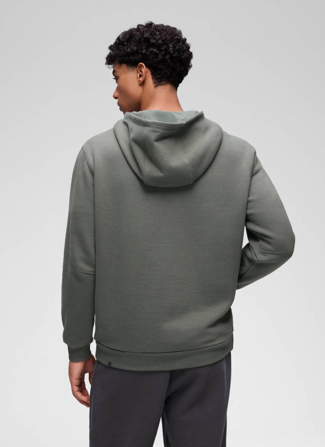 CRZ YOGA Man's Fleece Lined Casual Hooded Neck Pocket Pullover Hoodie Grey Sage