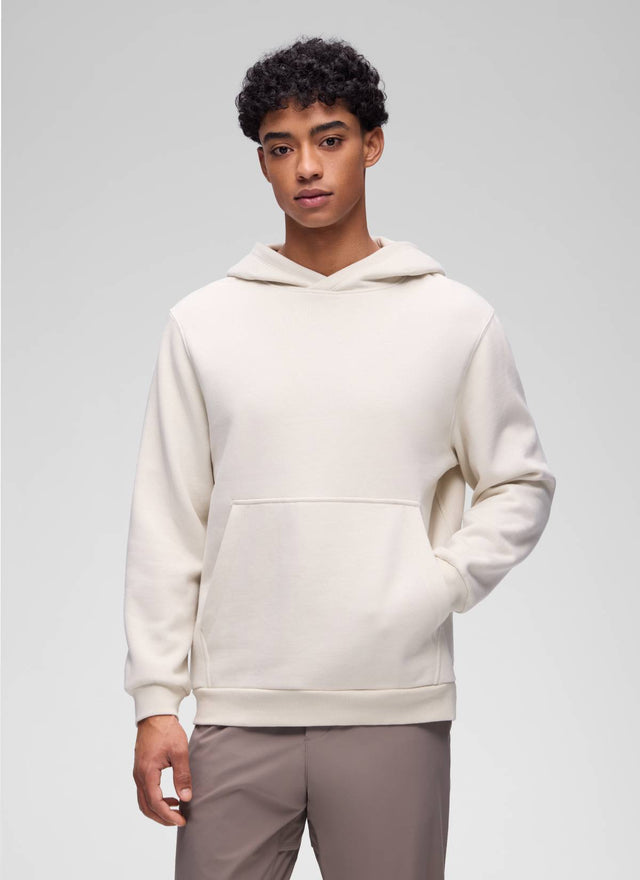 CRZ YOGA Man's Fleece Lined Casual Hooded Neck Pocket Pullover Hoodie Milky White