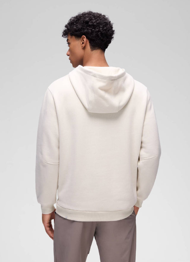 CRZ YOGA Man's Fleece Lined Casual Hooded Neck Pocket Pullover Hoodie Milky White