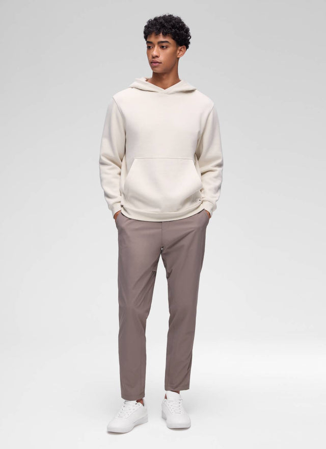 CRZ YOGA Man's Fleece Lined Casual Hooded Neck Pocket Pullover Hoodie Milky White