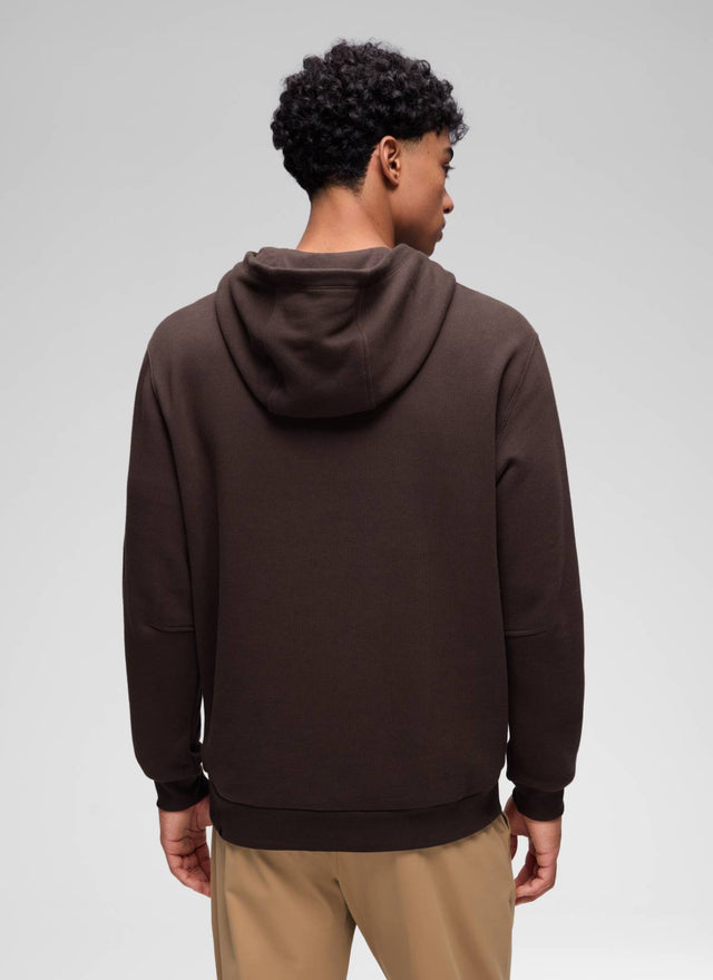 CRZ YOGA Man's Fleece Lined Casual Hooded Neck Pocket Pullover Hoodie Hot Fudge Brown