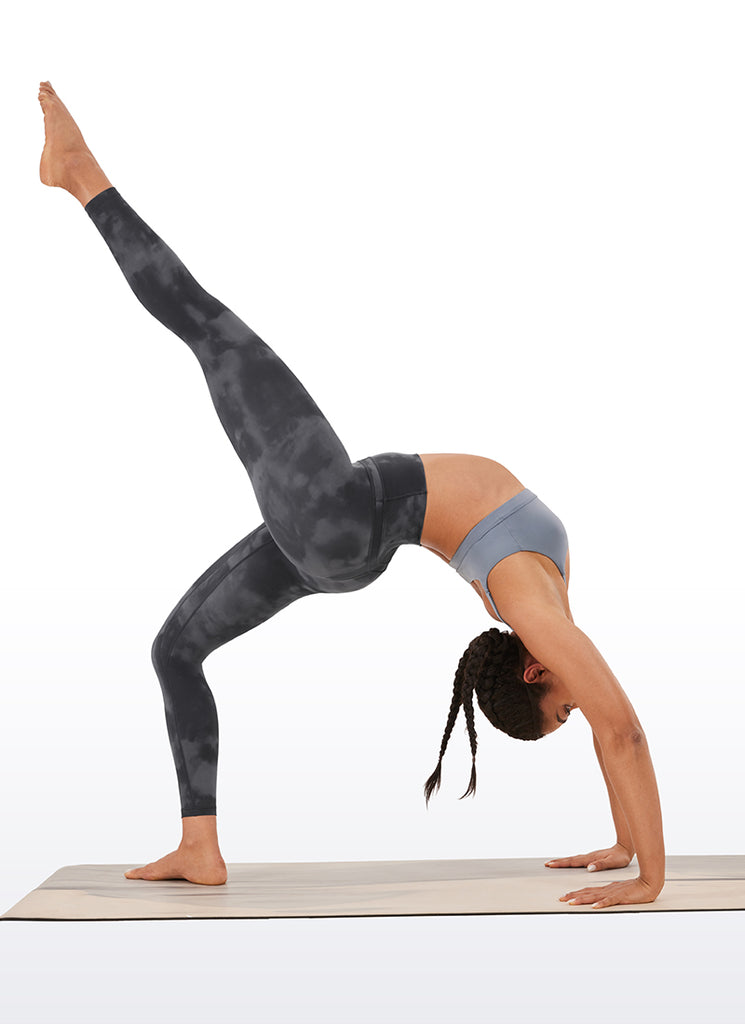 CRZ YOGA Women's Yoga Train High Rise Nakedfeel Leggings 25" 7/8 Pants Grey Tie Dye Flowers