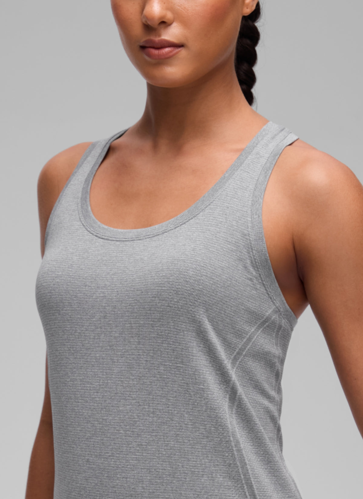 CRZ YOGA Women's Yoga Slim Fit Seamless Tank Crew Neck Racerback Slate Grey Marl @model_info:C