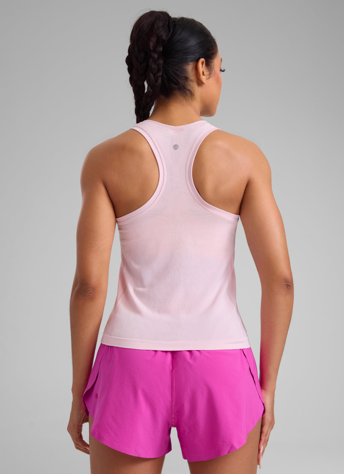 CRZ YOGA Women's Yoga Slim Fit Seamless Tank Crew Neck Racerback Strawberry Pink