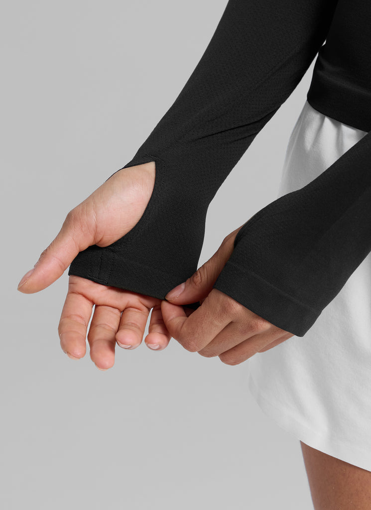 CRZ YOGA Women's Running Quick Dry Shirts Seamless Long Sleeves Green Jade