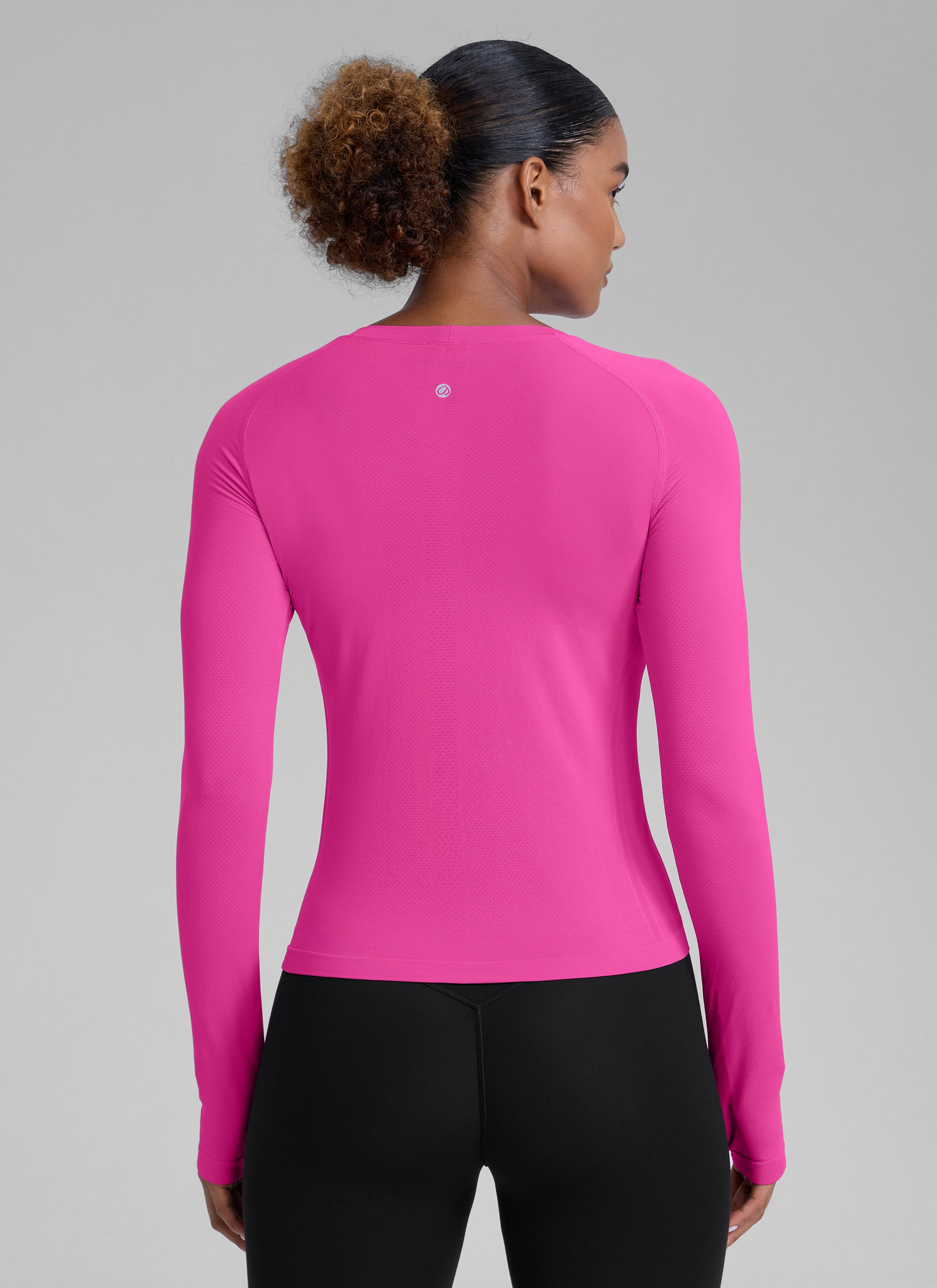 CRZ YOGA Women's Running Quick Dry Shirts Seamless Long Sleeves Hibiscus Purple