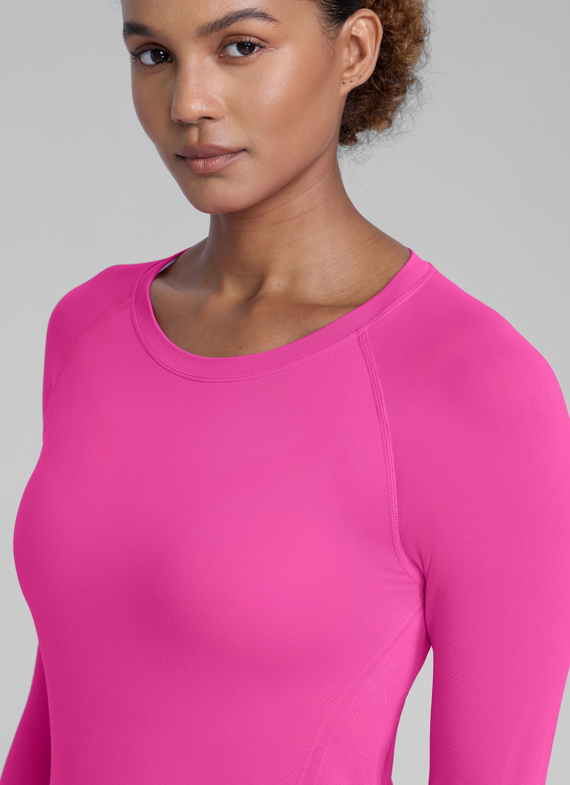 CRZ YOGA Women's Running Quick Dry Shirts Seamless Long Sleeves Hibiscus Purple