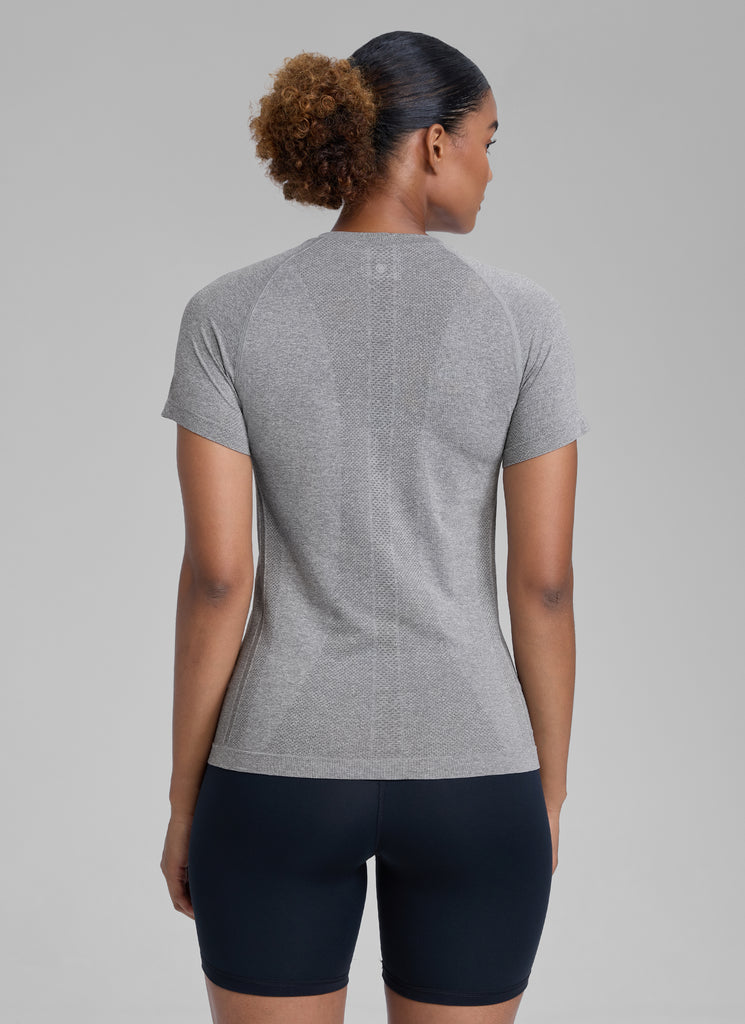 CRZ YOGA Women's Running Classic Fit Shirts Seamless Short Sleeves Green Jade