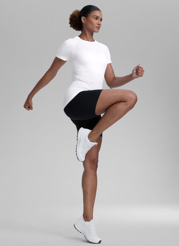 CRZ YOGA Women's Running Classic Fit Shirts Seamless Short Sleeves Grey Sage