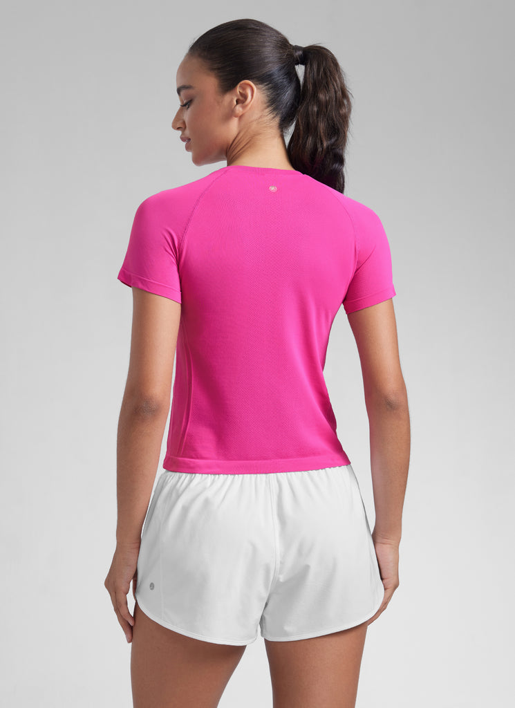 CRZ YOGA Women's Training Classic Fit Shirts Seamless Short Sleeves Grey Sage