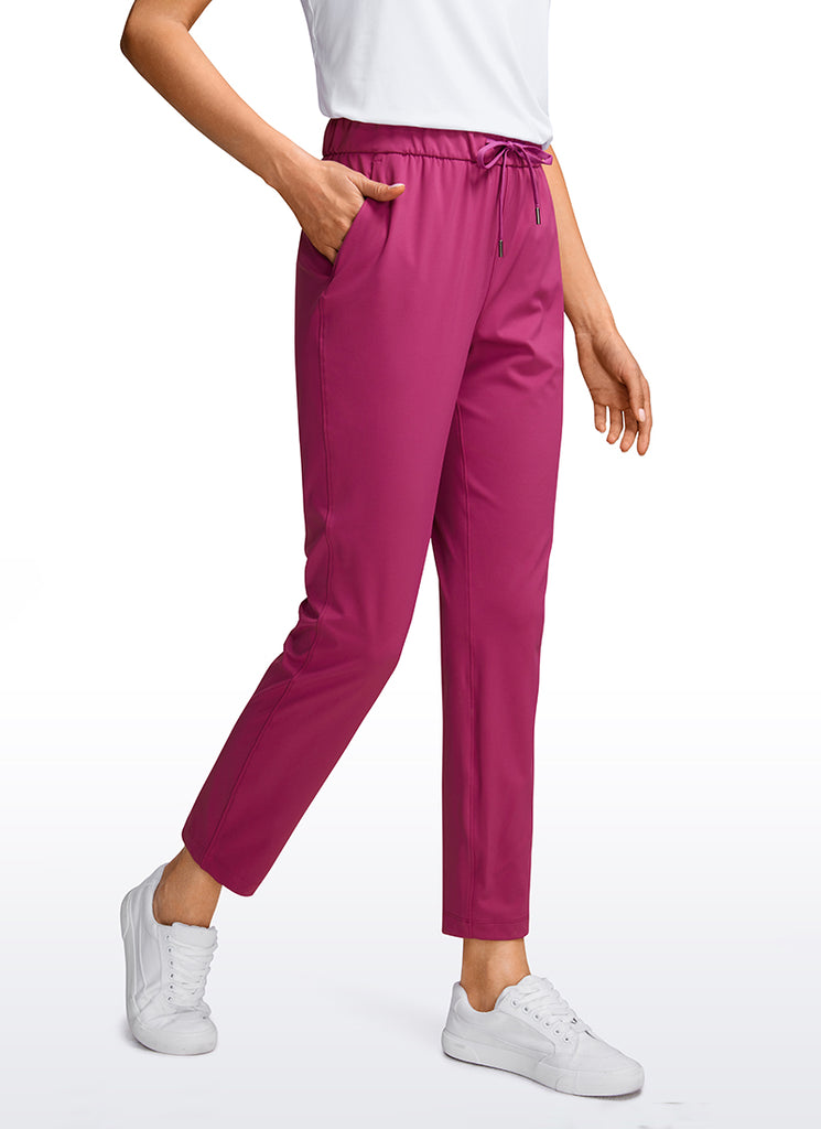CRZ YOGA Women's Travel Slim Fit Stretch Drawstring 7/8 Pants 27'' Magenta Purple