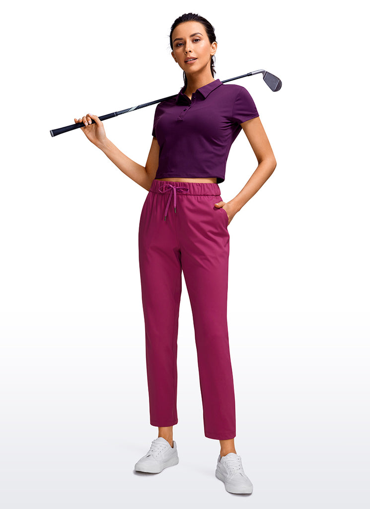 CRZ YOGA Women's Travel Slim Fit Stretch Drawstring 7/8 Pants 27'' Magenta Purple