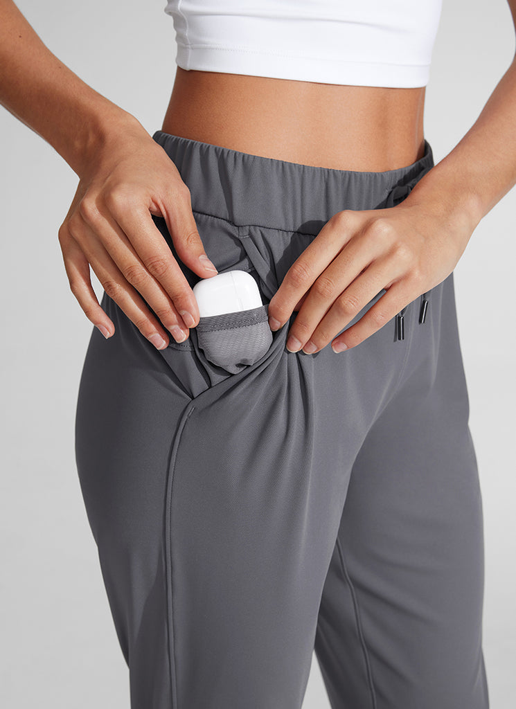 CRZ YOGA Women's Travel Slim Fit Stretch Drawstring 7/8 Pants 27'' Ink Gray