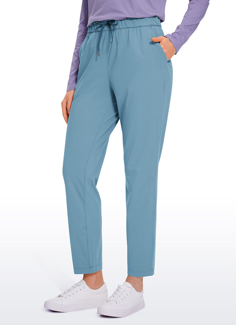 CRZ YOGA Women's Travel Slim Fit Stretch Drawstring 7/8 Pants 27'' Blue Ashes