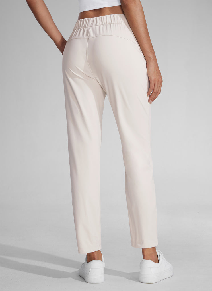 CRZ YOGA Women's Travel Slim Fit Stretch Drawstring 7/8 Pants 27'' Coffee Brown