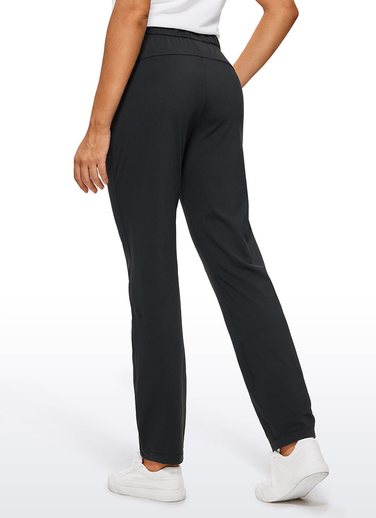 CRZ YOGA Women's Travel Slim Fit Stretch Drawstring Long Pants 31'' Black